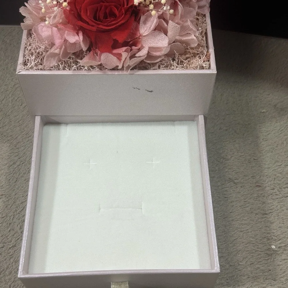 Rose Teddy Bear Jewelry Gift Box Drawer Red Roses Pink Bear Crown Decor